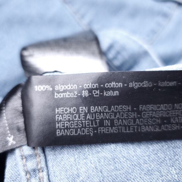 ZARA 1975 Chambray Shirt Men M Blue Pearl Snaps Long Sleeve Western Streetwear - Picture 12 of 13